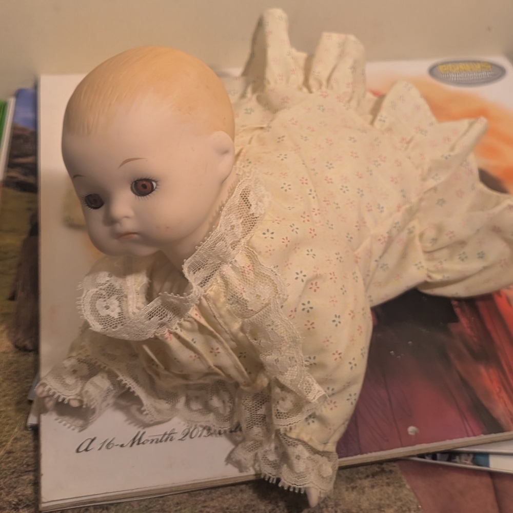 Vintage Baby Doll Porcelain In Crawling Position  Albert Price Products Retro